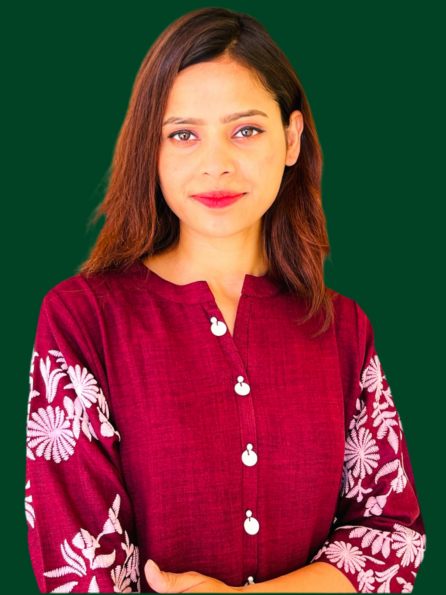 Aira Fashion Maroon Embroidered Straight Kurta