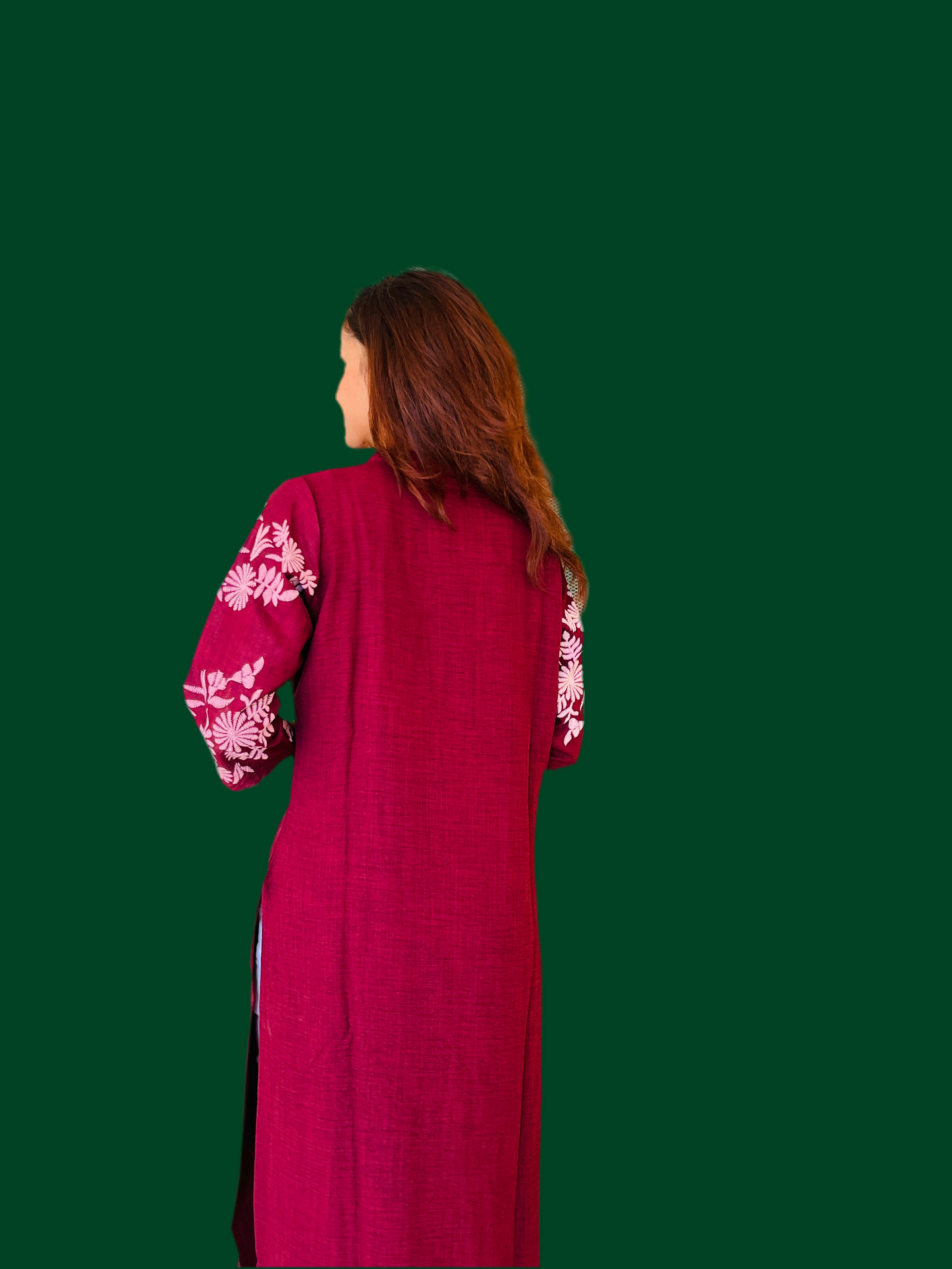Aira Fashion Maroon Embroidered Straight Kurta