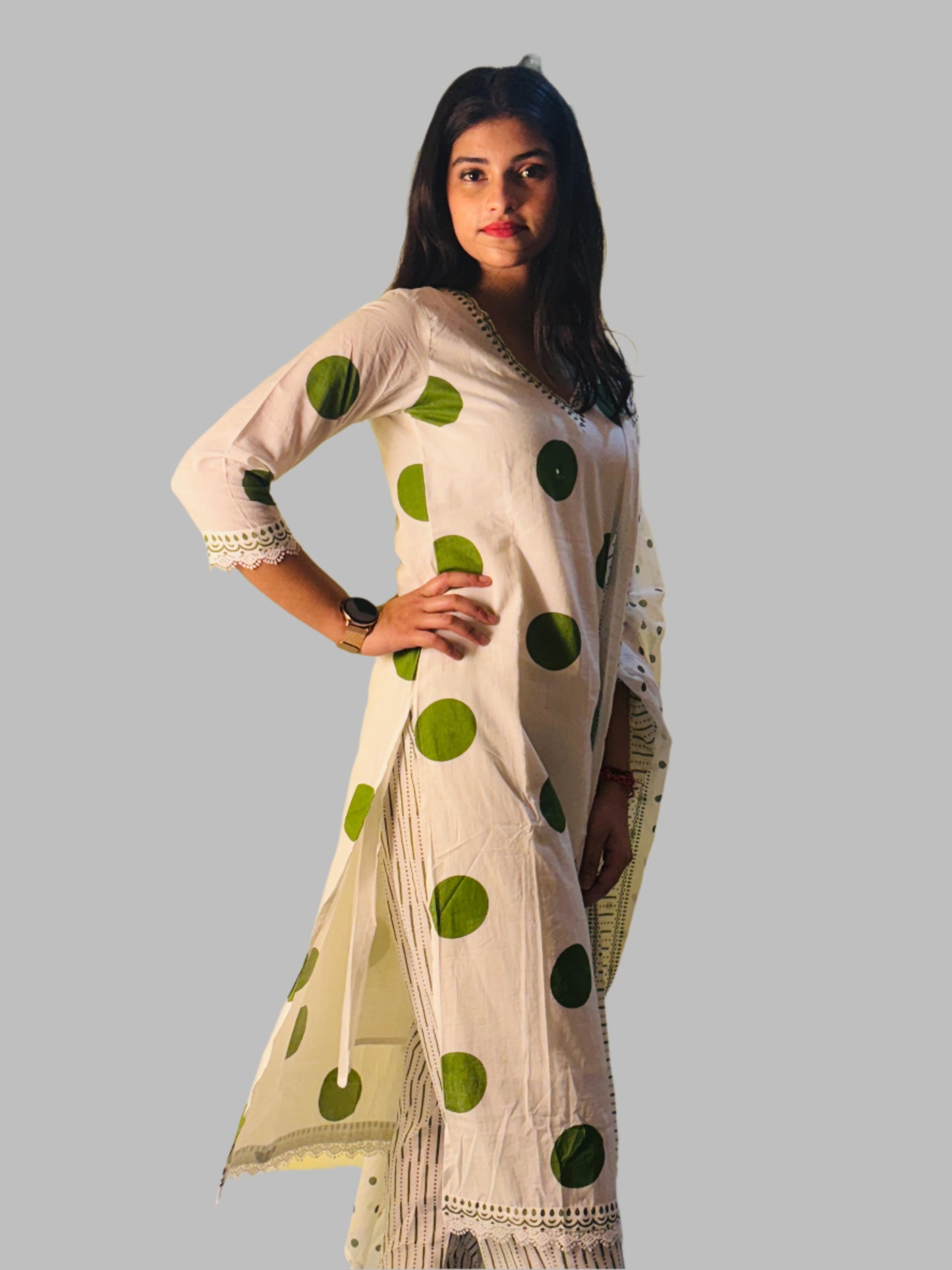 Aira Fashion - Elegant Ethnic Charm in White & Green