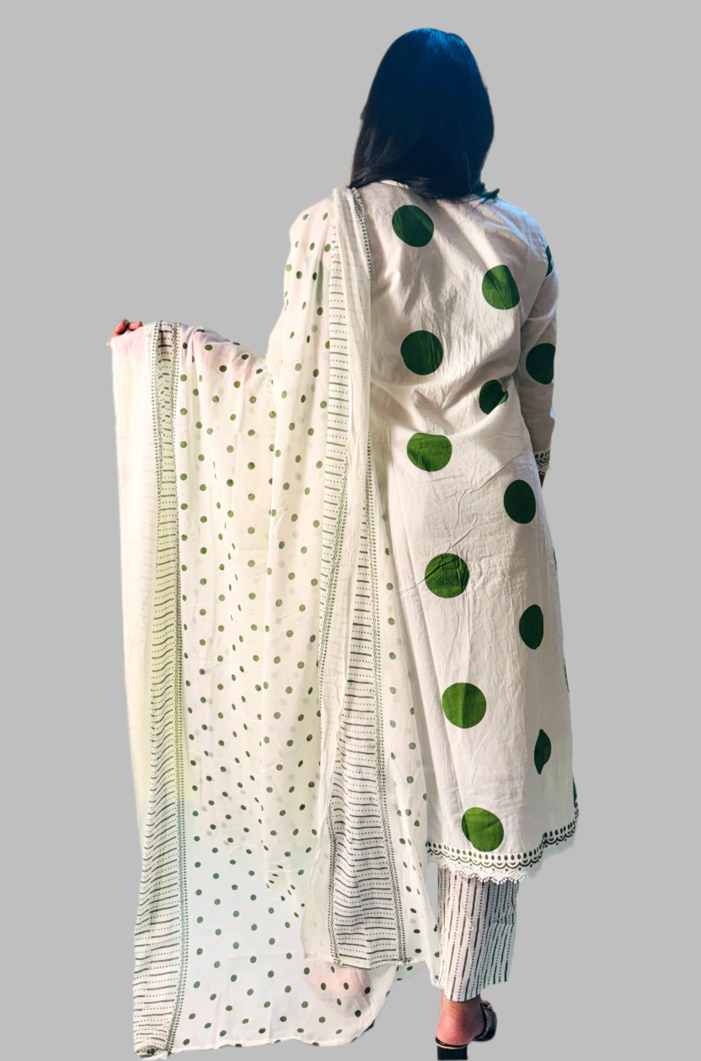 Aira Fashion - Elegant Ethnic Charm in White & Green