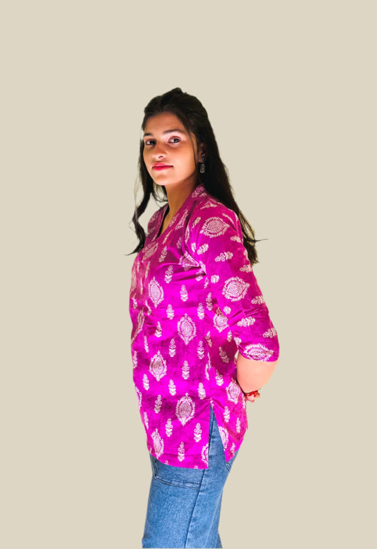 Aira Fashion Magenta Printed Short Kurta – Everyday Ethnic Chic