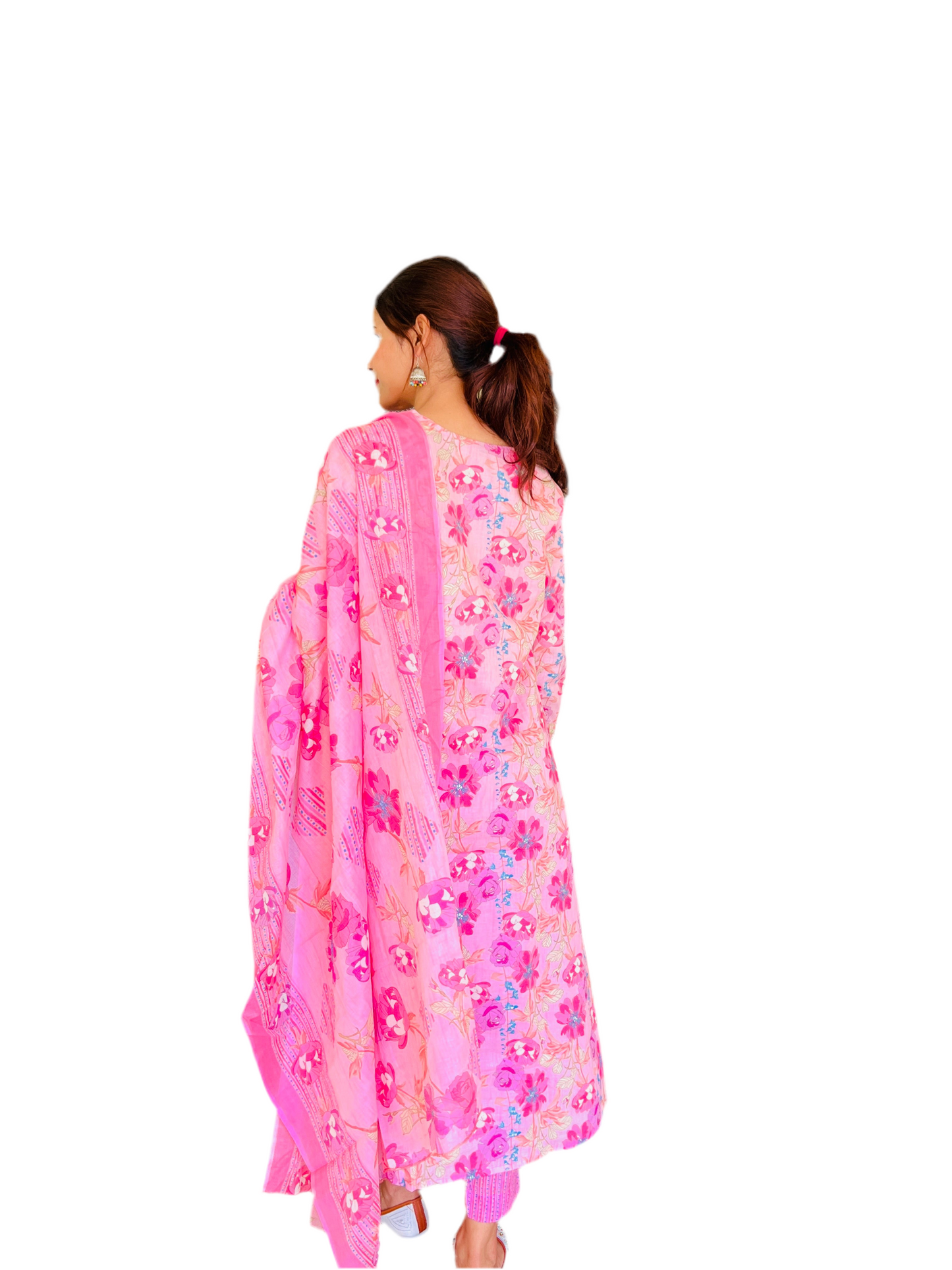Aira Fashion Blush Pink Floral Printed Cotton Suit Set
