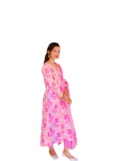 Aira Fashion Blush Pink Floral Printed Cotton Suit Set