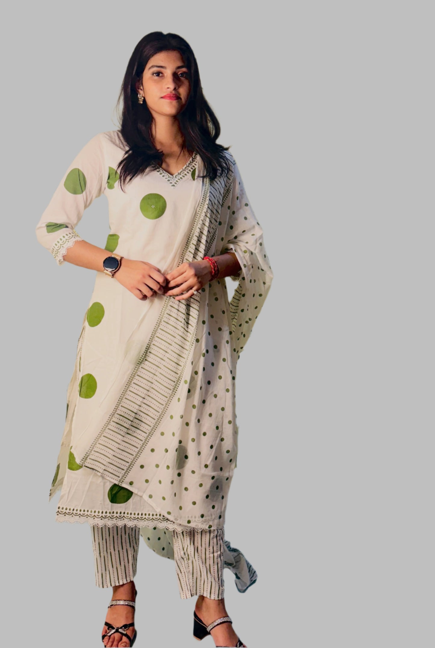Aira Fashion - Elegant Ethnic Charm in White & Green